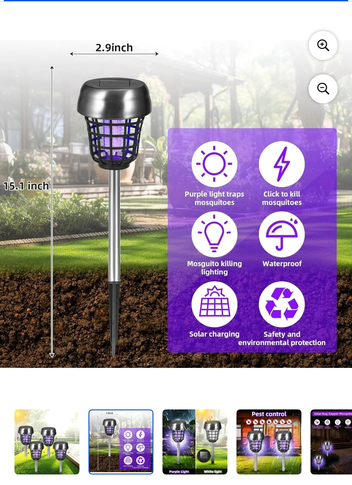 Solar Mosquito Zapper 4-Pack