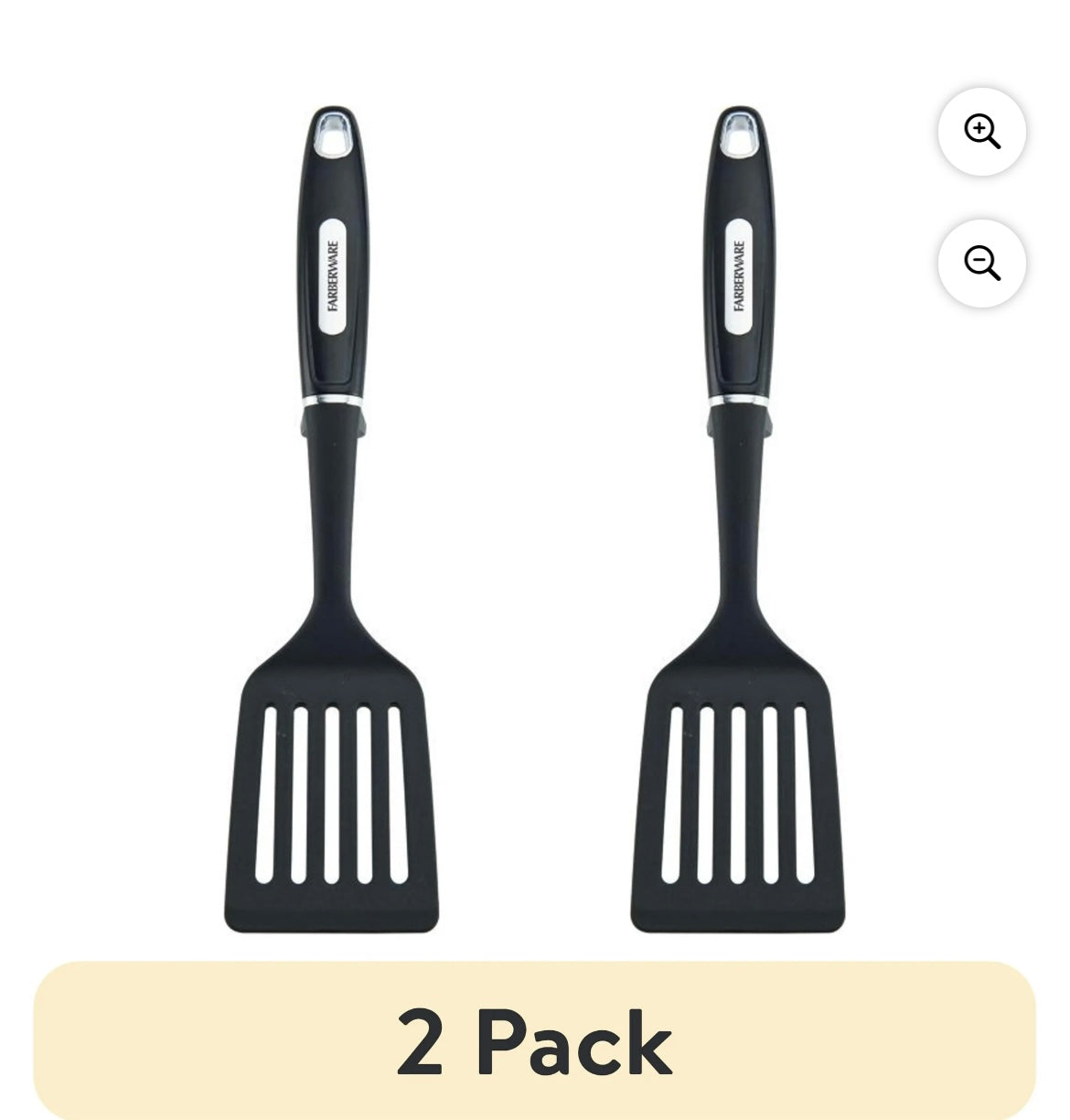 (2 pack) Professional Nylon Slotted Kitchen Spatula/Turner with Black Handle
